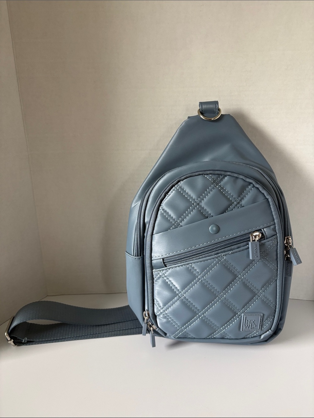 IHKWIP Convertible Sidekick Sling Backpack Quilted Slate Blue Unisex Like New